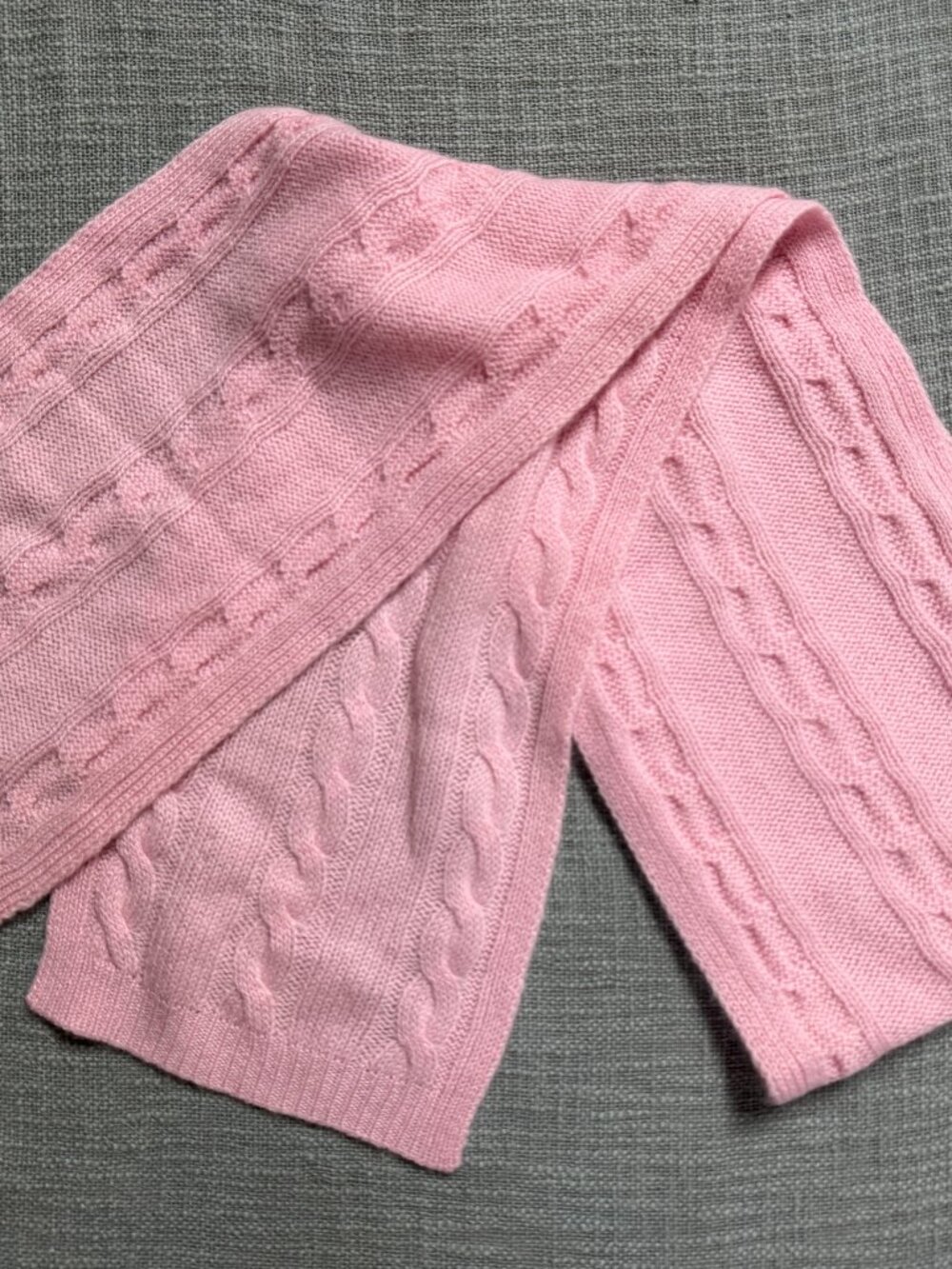 100% Cashmere by Charter Club Chantilly Pink Cable Knit Scarf NWOT 62"